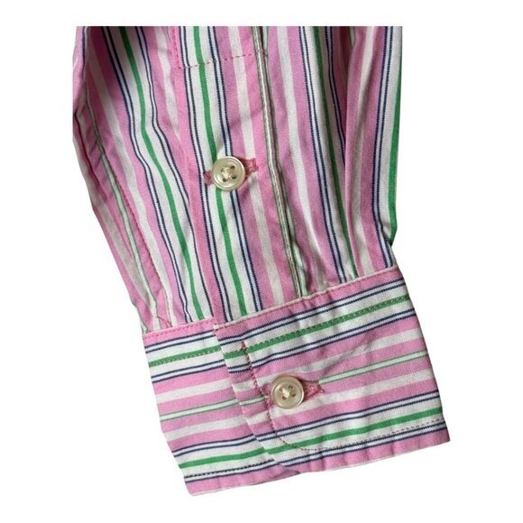 Ralph Lauren Shirt Boys 4 Pink Green Stripe Cotton Button Down Preppy NWT - Picture 5 of 9